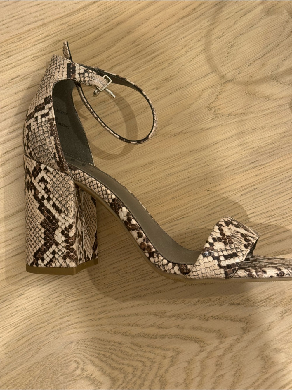 NEW Worthington Women's Sandals High Heel Snake Print Vegan Beige Brown
